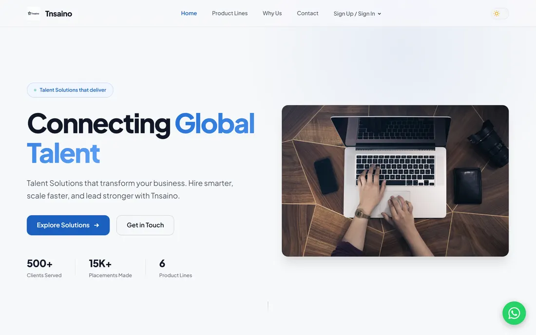 Tnsaino Talent Solutions website